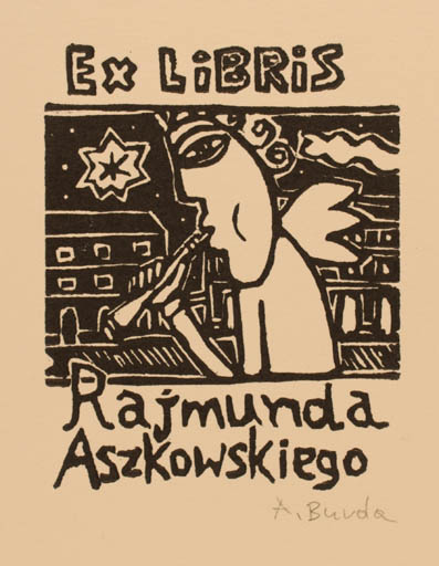 Exlibris by Arkadius Burda from Poland for Rajmund Aszkowski - City Angel Music 