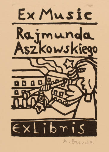 Exlibris by Arkadius Burda from Poland for Rajmund Aszkowski - Angel Ex Mucika Music 