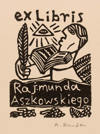 Exlibris by Arkadius Burda from Poland for Rajmund Aszkowski - Book Man 