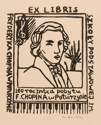 Exlibris by Arkadius Burda from Poland for Szkoly Podstawowej IM. - Historical Person Music Portrait 