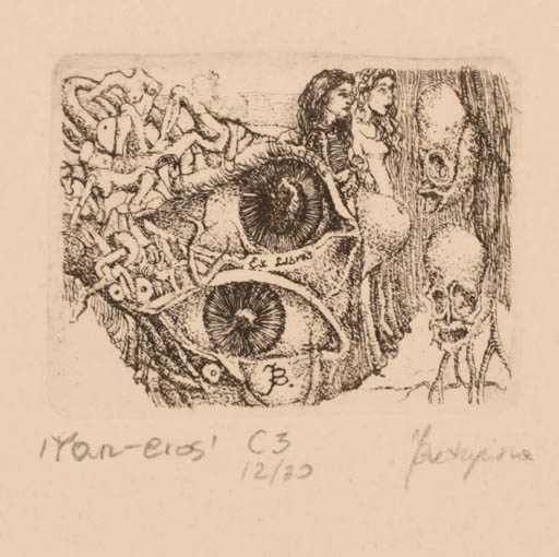 Exlibris by Joanna Budzynska from Poland for B. J. - Surrealism 