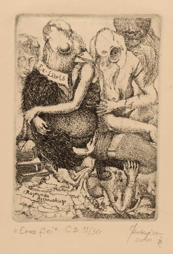 Exlibris by Joanna Budzynska from Poland for Rajmund Aszkowski - Surrealism 