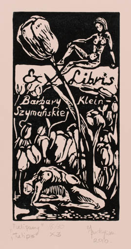 Exlibris by Joanna Budzynska from Poland for Barbary Klein-Szymanskiej - Flower Woman 