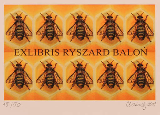 Exlibris by Karina - Kopczynska Janiszewska from Poland for Ryszard Balon - Insect 