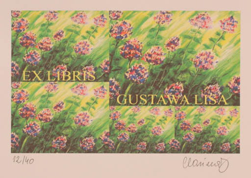 Exlibris by Karina - Kopczynska Janiszewska from Poland for Gustawa Lisa - Flower 