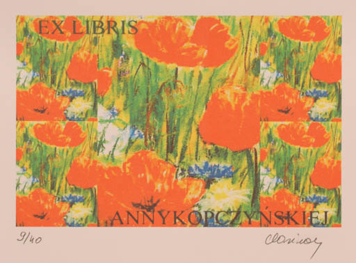 Exlibris by Karina - Kopczynska Janiszewska from Poland for Anny Kopczynskiej - Flower 