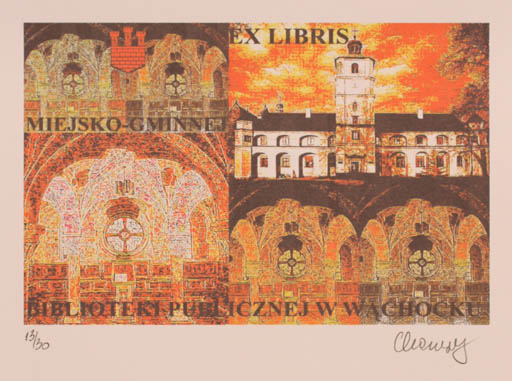 Exlibris by Karina - Kopczynska Janiszewska from Poland for Miejsko Biblioteki Publicznej w Wachocky Gminnej - Architecture 