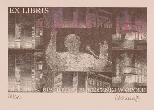 Exlibris by Karina - Kopczynska Janiszewska from Poland for ? Miejskiej Biblioteki Publicznej W. Opolu - Historical Person Religion 