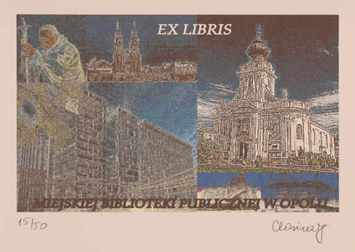 Exlibris by Karina - Kopczynska Janiszewska from Poland for ? Miejskiej Biblioteki Publicznej W. Opolu - Architecture Church Religion 