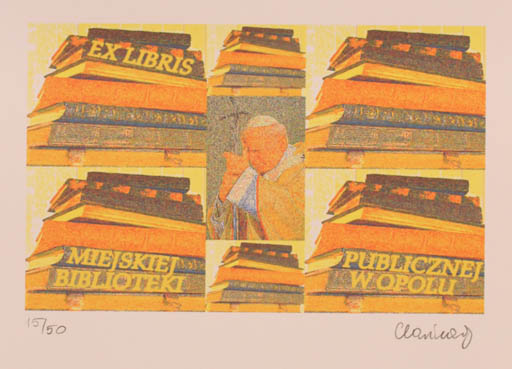 Exlibris by Karina - Kopczynska Janiszewska from Poland for ? Miejskiej Biblioteki Publicznej W. Opolu - Book Historical Person Religion 