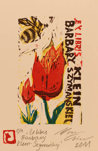 Exlibris by Marcin Czimor from Poland for Barbary Klein-Szymanskiej - Flower Insect 