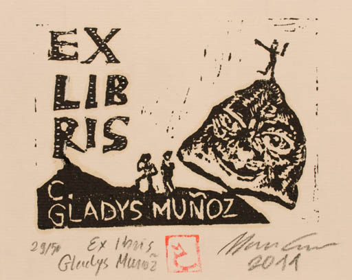 Exlibris by Marcin Czimor from Poland for Gladys C. Munoz - 