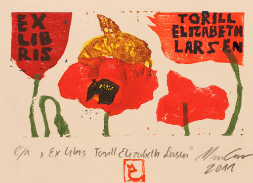 Exlibris by Marcin Czimor from Poland for Torill  Elisabeth Larsen - Flower Insect 