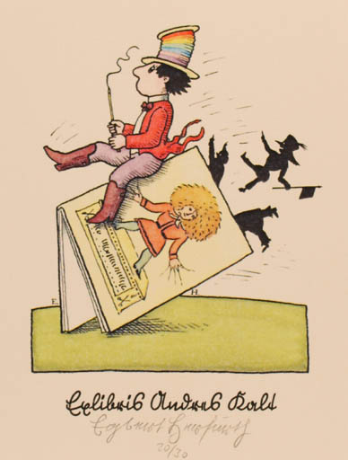 Exlibris by Egbert Herfurth from Germany for Andres Kalt - Book Theater/Cirkus 