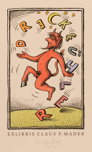 Exlibris by Egbert Herfurth from Germany for Claus P. Mader - Devil 