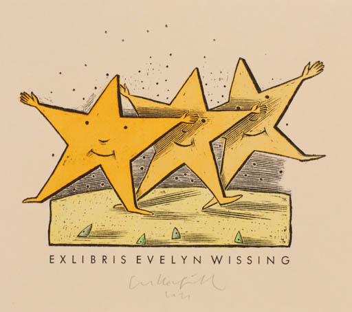 Exlibris by Egbert Herfurth from Germany for Evelyn Wissing - Cosmos 