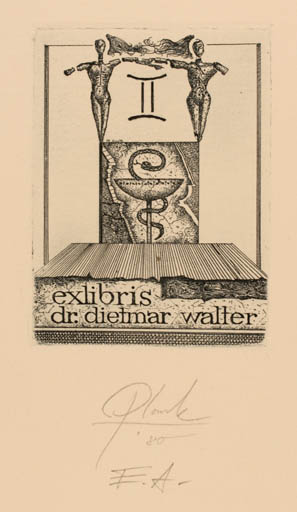 Exlibris by Heinz Plank from Germany for Dr. Dietmar Walter - Medicine 