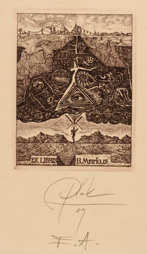 Exlibris by Heinz Plank from Germany for H. Markus - Classical antiquity Architecture Scenery/Landscape Religion 