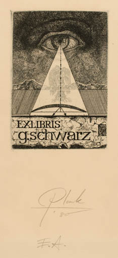 Exlibris by Heinz Plank from Germany for Gerald Schwarz - Religion 