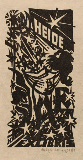 Exlibris by Helga Lange from Germany for Heide Rollwagen - Cosmos Woman 