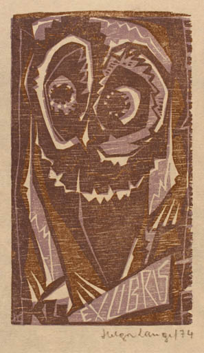 Exlibris by Helga Lange from Germany for Kurt Lange - Owl 