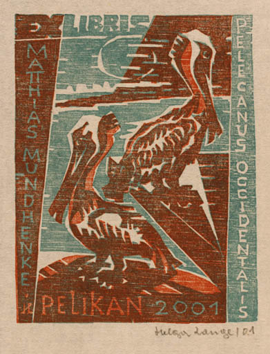 Exlibris by Helga Lange from Germany for Mathias Mundhenke - Bird Maritime 