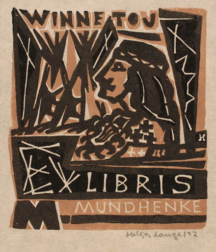 Exlibris by Helga Lange from Germany for Mathias Mundhenke - Man Portrait 