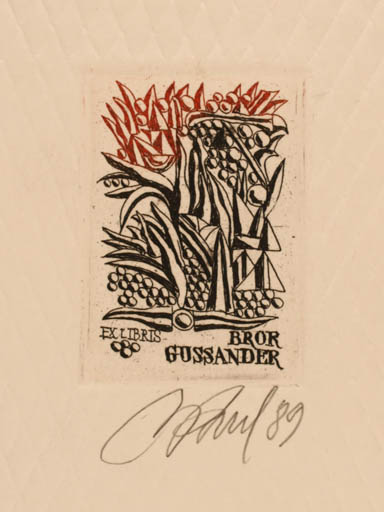 Exlibris by Illimar Paul from Estonia for Bror Gussander - Flora Wine 