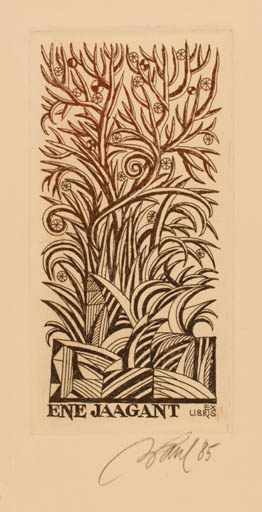 Exlibris by Illimar Paul from Estonia for Ene Jaagant - Flora 