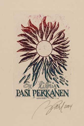 Exlibris by Illimar Paul from Estonia for Pasi Pekkanen - Sun 