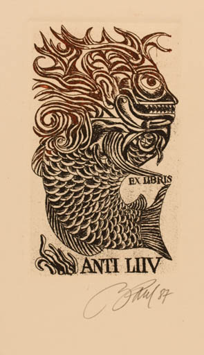 Exlibris by Illimar Paul from Estonia for Anti Liiv - Fish 