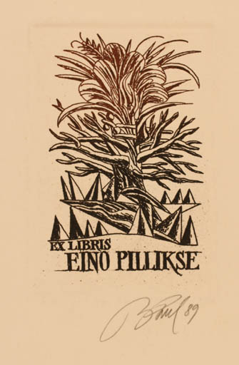 Exlibris by Illimar Paul from Estonia for Eino Pillikse - Flora 