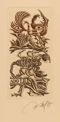 Exlibris by Illimar Paul from Estonia for Ado Lill - Insect 