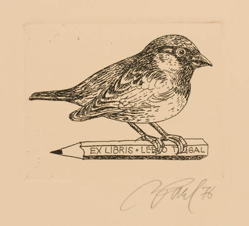 Exlibris by Illimar Paul from Estonia for Leelo Tungal - Bird 