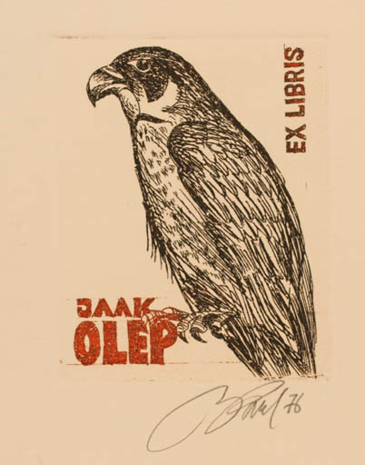 Exlibris by Illimar Paul from Estonia for Jaak Olep - Bird 