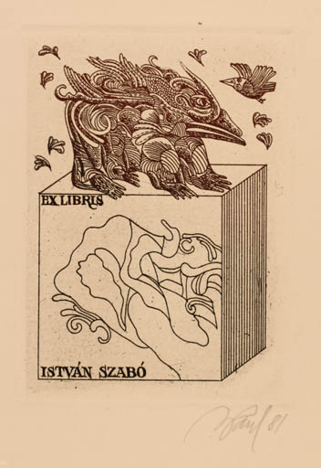 Exlibris by Illimar Paul from Estonia for Istvan Szabo - Fauna 