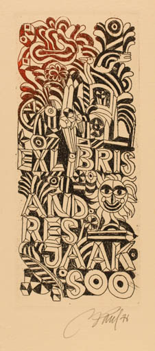 Exlibris by Illimar Paul from Estonia for Andres Jaaksoo - Abstract 