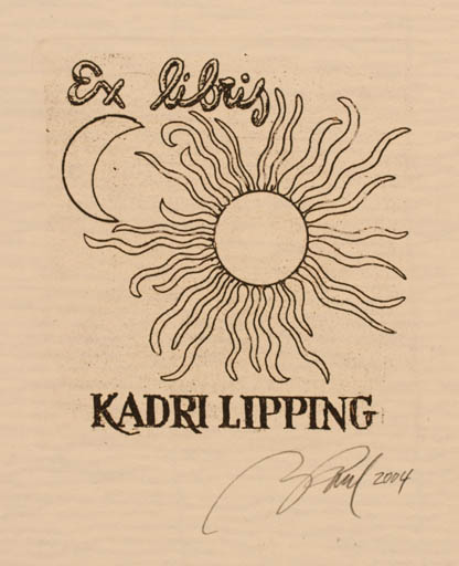 Exlibris by Illimar Paul from Estonia for Kadri Lipping - Cosmos Sun 