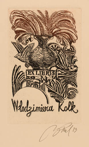 Exlibris by Illimar Paul from Estonia for Wlodzimiera Kolk - 