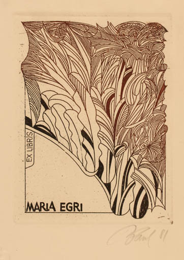 Exlibris by Illimar Paul from Estonia for Maria Egri - Abstract 