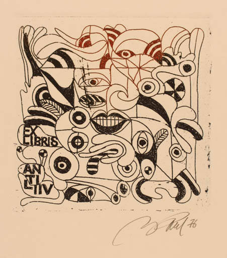 Exlibris by Illimar Paul from Estonia for Anti Liiv - Abstract 