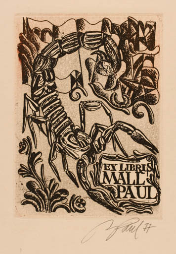 Exlibris by Illimar Paul from Estonia for Mall Paul - Flora Insect 