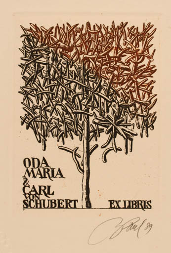 Exlibris by Illimar Paul from Estonia for Oda Maria & Carl Von Schubert - Tree 