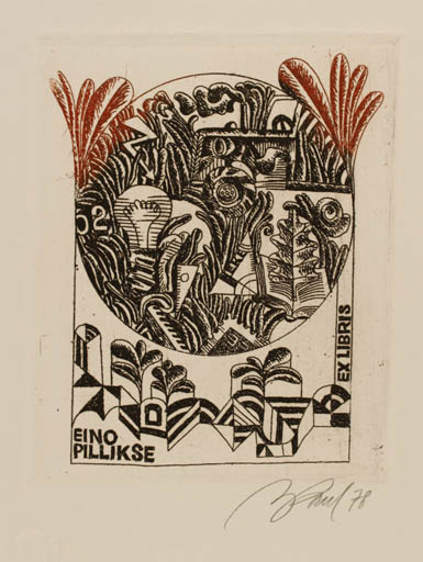 Exlibris by Illimar Paul from Estonia for Eino Pillikse - Abstract 