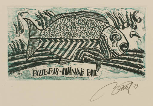 Exlibris by Illimar Paul from Estonia for Illimar Paul - Fish 