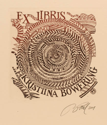 Exlibris by Illimar Paul from Estonia for Kristiina Bowering - Abstract Ornament 