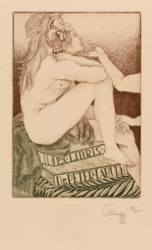 Exlibris by Olaf Gropp from Germany for Dr. Peter Labuhn - Woman Nude 