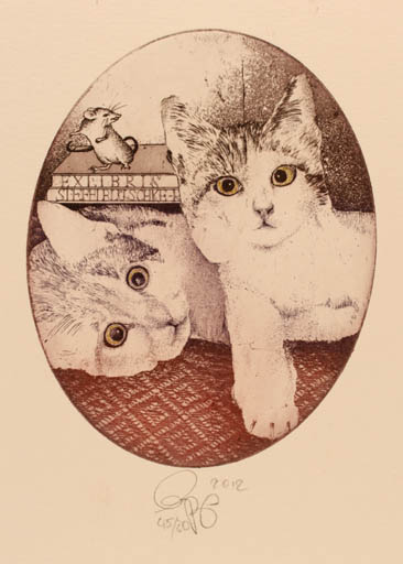 Exlibris by Olaf Gropp from Germany for Steffi Blüschke-Russbild - Book Fauna Cat 