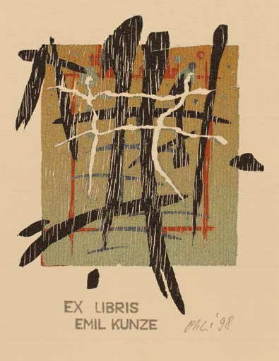 Exlibris by Detlef Olschewski from Germany for Dr. Emil Kunze - Abstract 