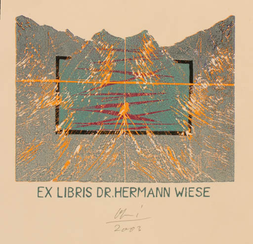 Exlibris by Detlef Olschewski from Germany for Dr. Hermann Wiese - 